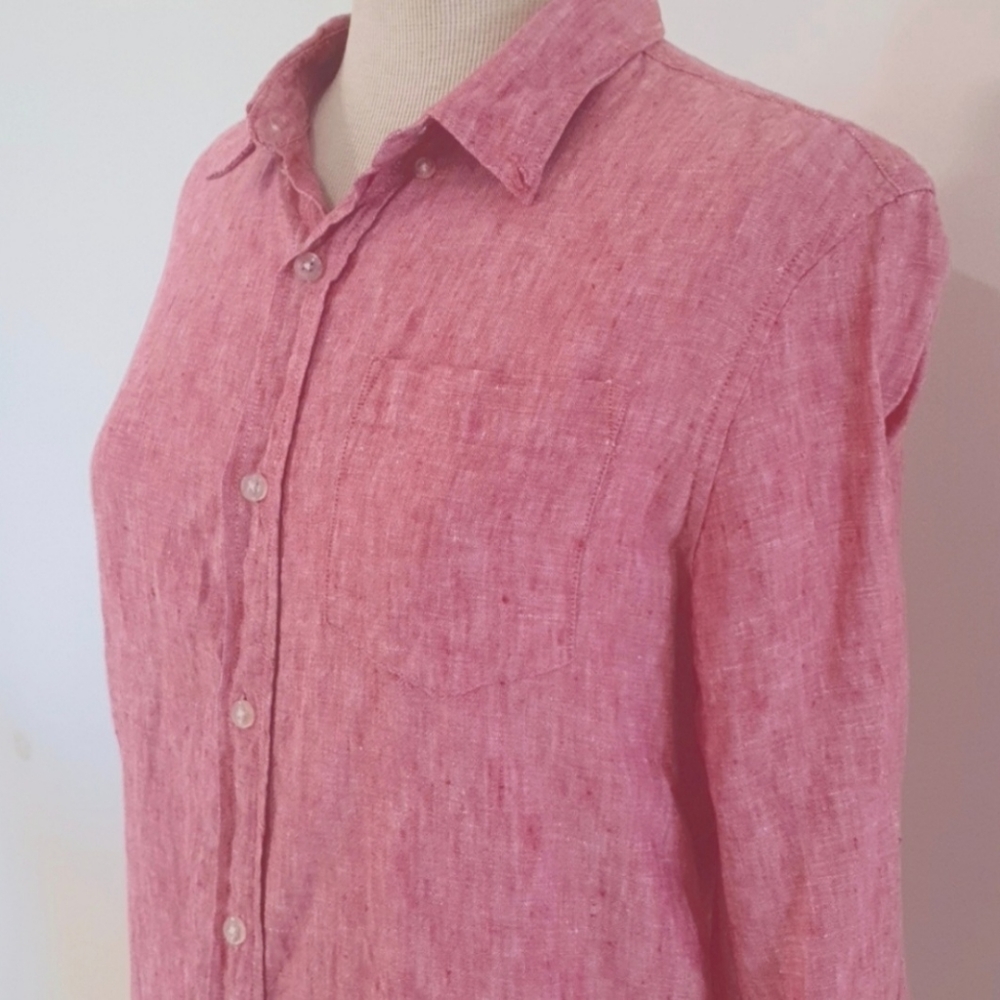 100% Linen French Connection Size 10 Long Sleeve Top - Picture 2 of 6